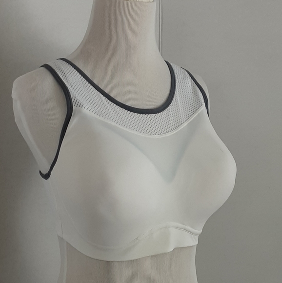 MAIDENFORM Wirefree White Gray Trim High Impact Sports Bra Sz 38D - NWOT - Picture 2 of 9